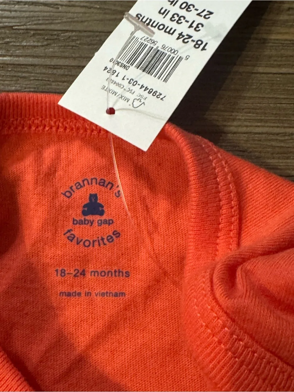 GAP Orange Long-Sleeve Baby One-Piece Bodysuit